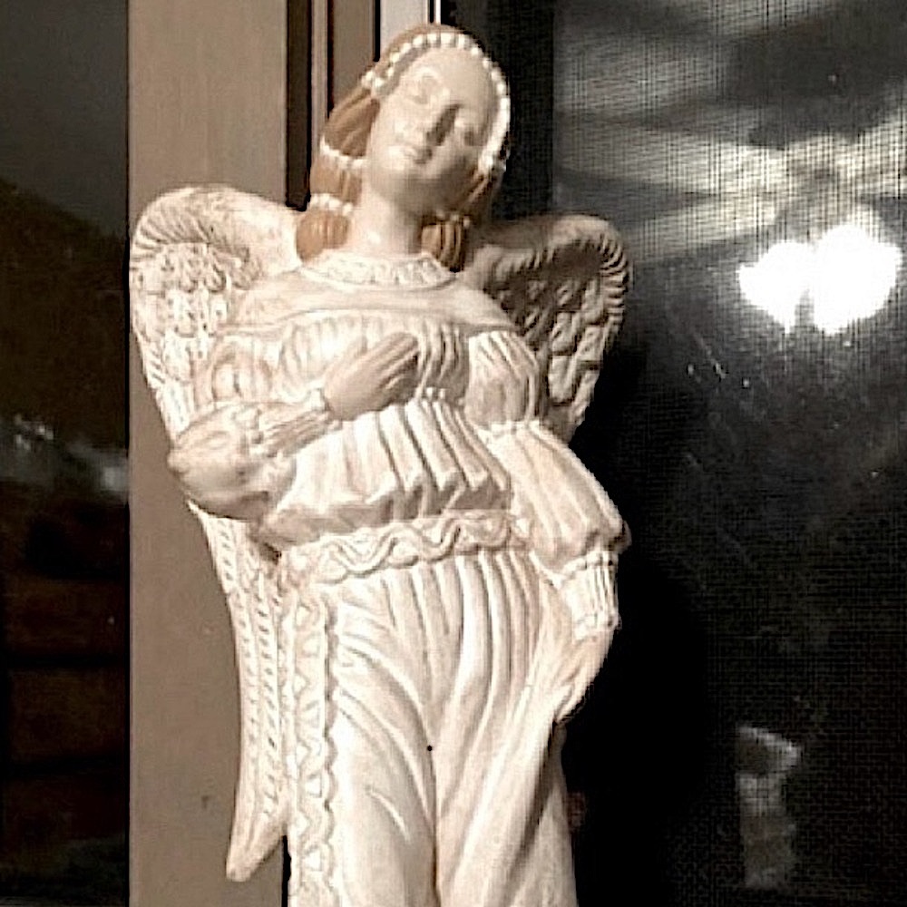 HANDMADE Angel Vintage Beautiful Guardian Christmas Gold Cream Tan White